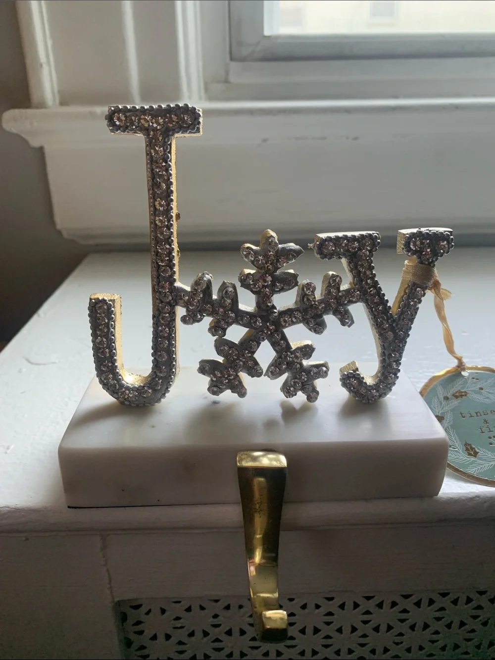 🆕- Joy Crystal Snowflake Stocking Hanger - Gold with Diamond crystals